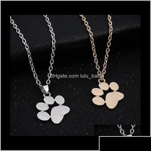 Collane con ciondolo Cat And Dog Paw Print Animal Jewelry Collana da donna Cute Delicate Statement 29Mjy 5Jasy Drop Delivery Pendenti Dhywx