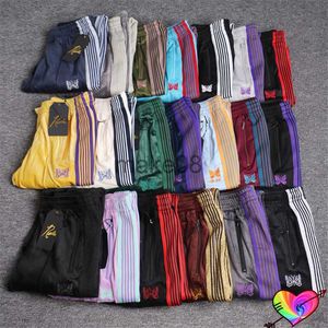 Calça Masculina 2022 Multicolor Needles Sport Pants Masculino Feminino 11 Alta Qualidade Bordado Multi Borboleta Stripe Needles Calça AWGE J230714