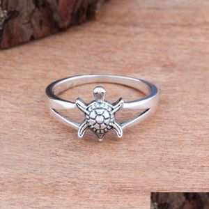 Band Rings Retro Vintage Cute Turtle Animal Holiday Anniversary Statement Party Ring Friends Family Sea For Teen Women Drop Delivery Dhm7S