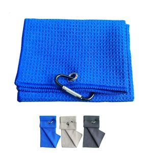 Other Golf Products Towel 30 50cm 11 8" 19 7" inch Folded Microfiber Waffle Carabiner Clip for Sports clear golf club balls Running Yoga 230713