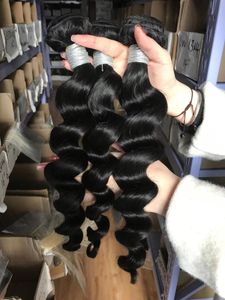 (3 pakiety) 11a luksusowe dziewicze włosy jedwabne nie nieprzetworzone ludzkie przedłużenia włosów Peruwiańskie indyjskie kambodżańskie brazylijskie luźne wiązki włosów na fali głębokiej fali