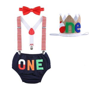 Kläderuppsättningar födda Baby Boys Cake Crush Costume Set tema födelsedagskläder 4st pojke pp byxor 230713