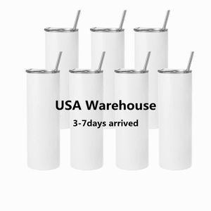 Ice Cream Tools 25pack US warehouse bulk 20oz Stainless Steel heat Transfer Printing Tumbler Double Wall Insulated straight Sublimation 230714