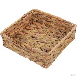 Tissue Boxes Napkins Napkin Holder Basket Paper Tray Tissue er Water Hyacinth Towel Box Storage Woven Rattan Hand Toilet Square Holders Sundries R230714