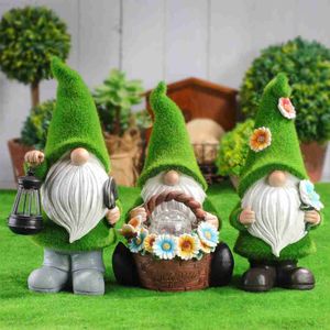 Garden Decorations Dwarf Garden Decorations Lights Gnome Resin Solar Fairy Garden Lamp Holiday Props Retro Automatic Switch for Festivals Ornaments L230714