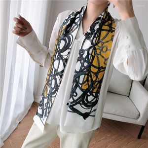 Scarves 145X15CM Spring Autumn Silk Long Scarf For Women High Quality Dots Printed Satin Japanese Women's Neckerchiefs