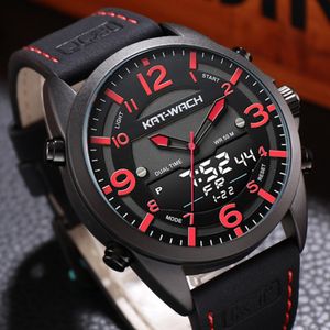 Kat-wach 2023 Двойной часовой пояс Men Sport Watch для цифровых кварцевых запястья смотрит на водонепроницаемые 50 м военные часы Relogio Masculino