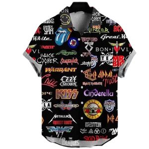 Trench 2023 New Hawaiian Short Sleeve Men's Shirt US Route 66 3D Printed Overdimensionerad Hip Hop Shirt Style Rock Resort Casual Men's Shirt w