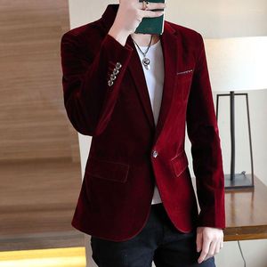 Herrdräkter 2023 Spring Autumn Blazers Män mode Slim Casual Business Coats Man Långärmdräkt Sacka Jackor Solid Color I355