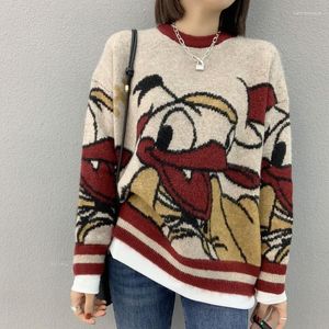 Frauen Pullover Net Red Cartoon Pullover 2023 Herbst Und Winter Mode Lose Farbe Passenden Gestrickte Jacke