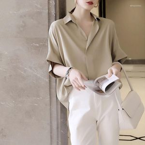 Damskie bluzki eleganckie solidne koszule damskie moda w stylu koreańskich kobiet swobodne wiosenne letnie topy krótkie rękawy pullover NS5730