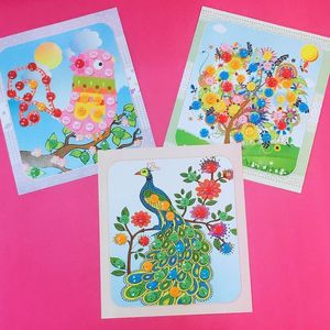 Children DIY Button Drawing Toy Stickers Coloring Books For Kids Educational Picture Handmade Paste Painting Wholesale