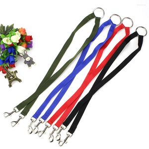 Hundhalsar Double Headed Pet Traction Rope Solid Color Nylon Dogs Leash Harnes Towing Bekväm en enda ledning