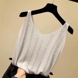 Klänningar Rhinestones Tank Top Elegant ärmlös glänsande lös Camis Corset Summer Women's Tube Top Eesthetic Clothing Gratis frakt Korean