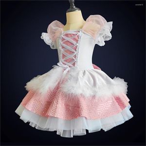 Desgaste de Palco Vestido de Balé Rosa Crianças Profissional Tutu Roupas de Desempenho Infantil Collant Bailarina Dança Meninas Fofas Princesa