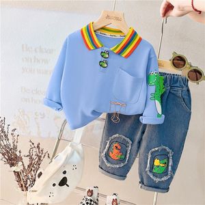 Spring Autumn Kids Clothes Baby Cotton Sports Hooded tröja Skjorta Pants Set Children Boys Kids Casual Suit 0-5 år