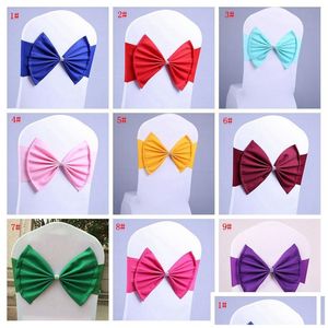 Sashes Elastic Wedding Chair Er Sash Bands Birthday Party Buckle Spandex Bow s rekvisita dekoration DBC Drop Delivery Home Garden Textile DHJPA