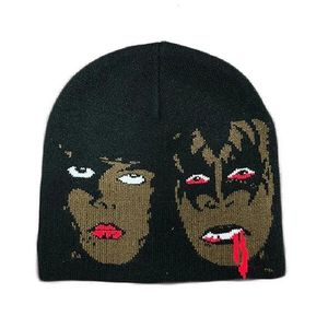 Czapki czapki czapki estetyczne czapkę modną czapkę hip -hop Gothic Knitting Cap Mężczyzn Kobiety Winter Warm Face Y2K Streetwear Vintage Punk Harajuku 230713