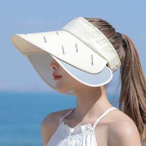 Широкие шляпы ковша выдвижной козырька защита от шеи солнечные шляпы лето женщины солнцезащитный пляжный шапка на открытом воздухе Quickdry Golf 230713