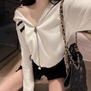 Fall Designer women's knitwear high-end C letter embroidery luxury hooded zip-up cardigan jacket sweater