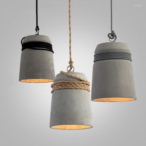 مصابيح قلادة Nordic Loft Retro Concrete Lamp Vintage Bar Restaurant Bedside Cement Simple Lighting Lights Decore 110V 220V