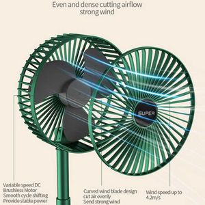 Ventilatori elettrici 2000mAh Ventilatore elettrico pieghevole USB ricaricabile portatile per uso domestico Telescopico a basso rumore Velocità di raffreddamento dell'aria per il campeggio