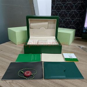 Caixa Rolex Casos acessórios de madeira verde cartão de certificado caixa de relógios masculina adequada para mais de 116610 126613 326235 submari311t