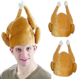 Party Masks Plush Roasted Thanksgiving Turkey Hat Novelty Cooked Chicken Bird Secret Santa Fancy Costume Dress Up 230713