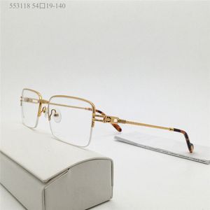 Nuovi occhiali da vista dal design alla moda 553118 lenti quadrate in metallo con mezza montatura senza montatura occhiali decorativi versatili semplici e in stile business