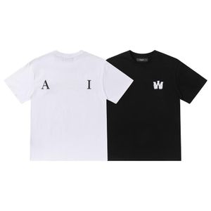 Men's T Shirts Printed Loose Round Neck Short Sleeve T-shirt Fashion Brand High Street Short logo Short sleeved T-shirt for male and female couples