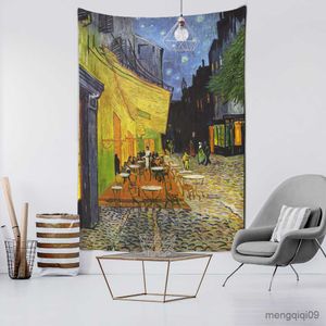 Tapestries Dome Cameras Van Gogh Cafe At Night Tapestry in the Fields Landscape Living Room Home Background Hanging Cloth Wall Decoration TAPIZ R230714