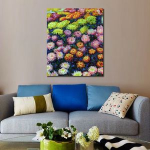 High Quality Handcrafted Claude Monet Oil Painting Bed of Chrysanthemums Landscape Canvas Art Beautiful Wall Decor