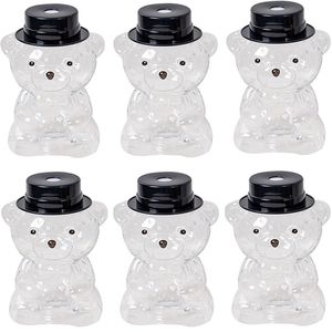 Water Bottles 6Pcs Clear Bear Beverage Drinking Bottle Honey Container Milk Tea Coffee Cup Straw Cold Drink Juice 230714