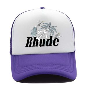 Rhude Green Mesh Patchwork Baseball Designer Rhude Cap Men Women Embroidery Unisex Rhude Collections Casual Truck Hat Justerbar Bonnet Rhude Hat Brand 714