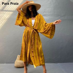 Основные повседневные платья Para Praia 9-цвета бикини Top Beach Beach Beach Beach Kimono Женское длинное платье Sarong Женское свободное кардиганское купальник 230714