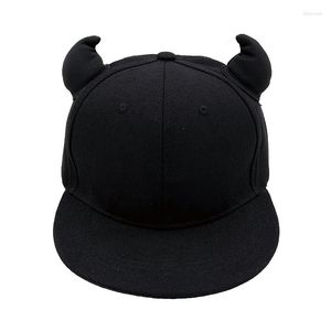 Boll Caps Horn Snapback Cap Men Women Hip-Hop Hat Black Cotton Punk Baseball With Horns Outdoor Sport Little Devil Sun Reggaeton