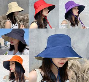 Sun Hats Kobiety podwójnie po stronie plażowej czapka na plaży Sunshade w stylu koreański studenci Summer Summer Caps Kobieta para składana DA734