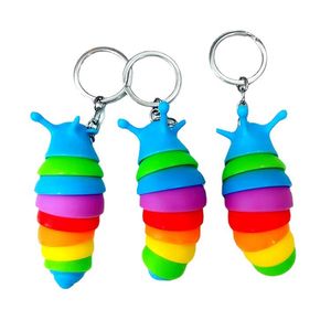 8cm Mini Finger Fidget Toys Slug Snail Caterpillar Keychain Child Adult Stress Reliever Anti-Anxiety Squeeze Sensory Funny Party Favor 2221