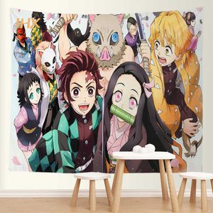 Tapestries japansk anime tapestry vägg hängande hippie rum dekor demon anime tyg vägg tapestry sovrum bakgrund hem dekoration