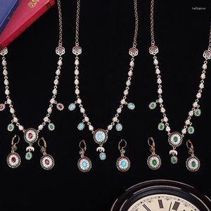 Collana Orecchini Set Tendenza moda algerina Materiale in lega a due pezzi Abito da sposa arabo Accessori vintage