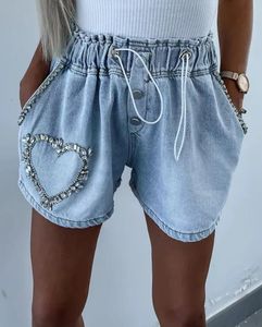 Kvinnors shorts Y2K 2023 Summer Casual Fashion Temperament Pendling Hjärtmönster Drawstring Denim Ottd 230713