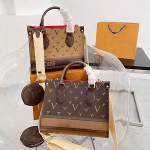 Luxus-Einkaufstasche, Designer-Tasche, Buchstabe V, Onthego-Umhängetasche, Damenmode, Lederhandtasche, klassischer Stil, einfach, drei Größen in mehreren Farben