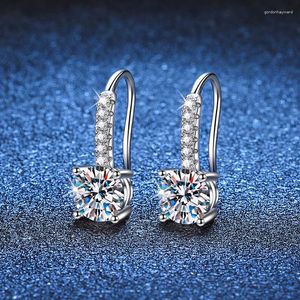 Dangle Earrings 2ct D Color Moissanite Diamond Drop Platinum Plated Lab Women 925 Sterling Silver Pass