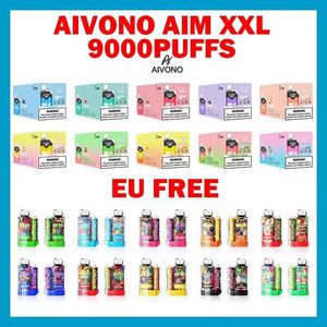 AIVONO AIM XXL 9000 650mAH 배터리가있는 담배 장치 19ml POD 사전 채워진 캣 트리지 충전식 상자 EU Free