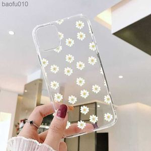 Pretty Daisy Floral Wzory Clear Case na iPhone 11 13 Pro Max 12 Mini Pro Max 7 8 Plus XR XS Max SE 2020 Soft TPU Cover L230619