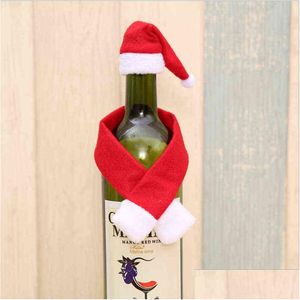 Christmas Decorations 2Pcs/Set Hat Wrap Scarf Wine Bottle Er Year Party Bottles Dinner Table Decor Household Xmas Decoration Vtm Dro Dhnl9