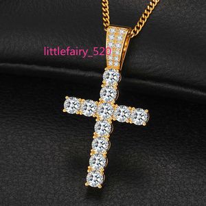 Pendant Necklaces Fine Jewelry 925 Sterling Silver Pass Diamond Tester 5mm VVS Moissanite Classic Cross Pendant Necklace For Men Women