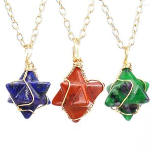 Подвесные ожерелья Merkaba Star Natural Crystal проволока, обернутый драгоц