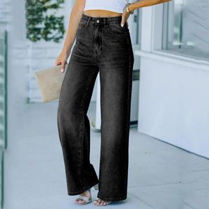 Jeans da donna Teen Girls Casual Solid Wide Leg Y2k Vintage a vita alta Stretch anni '90