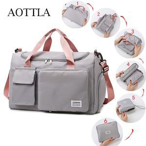 Duffel Bags Aottla Складные туристические сумки Leisure Duffle Pack Сумки для женщин для женщин на плече фитнес спортивные пакеты мужская багажная сумка 230714